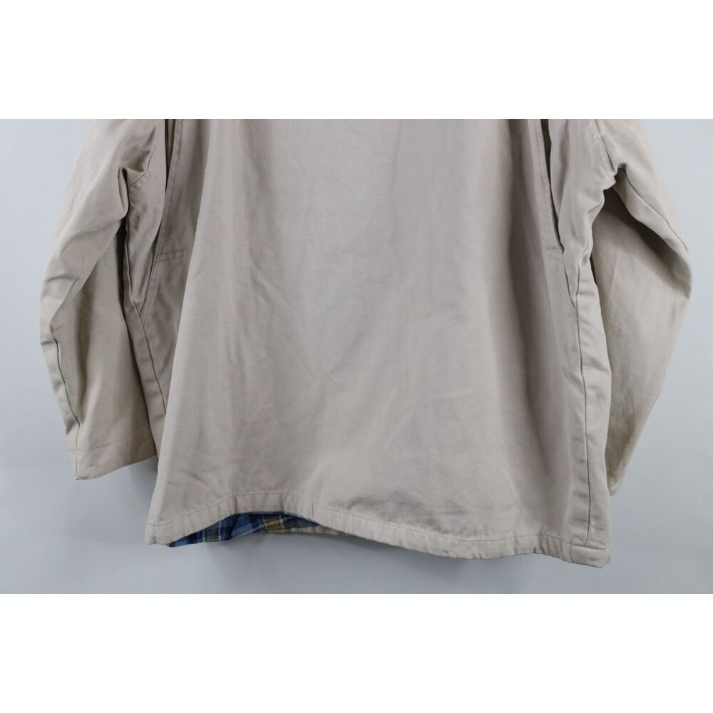 Vtg 90s Streetwear Womens XL Distressed Flannel Lined Chore Barn Jacket Beige - Picture 15 of 15